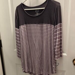Maurices Women's Long Sleeve Top - Dark Gray and Light Gray Stripes